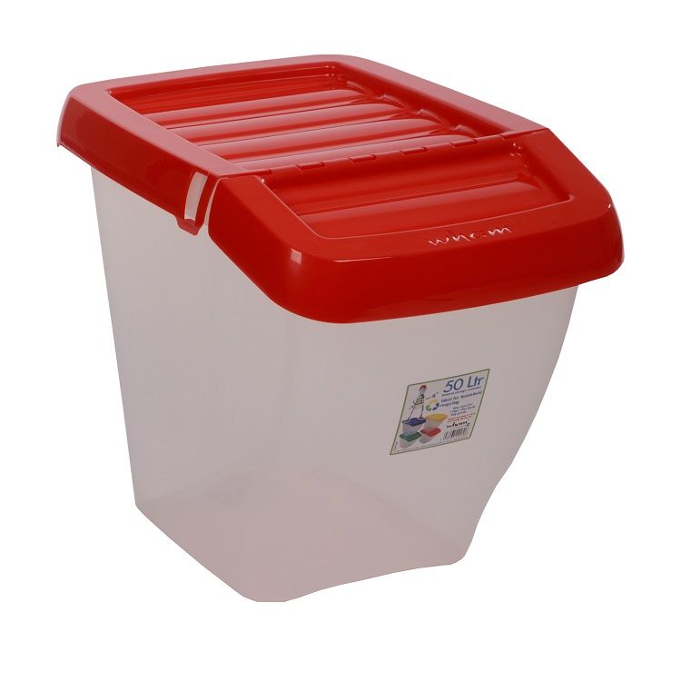 50 LITRE STACKABLE RECYCLING CLEAR COLOUR CODED PLASTIC BINS WITH