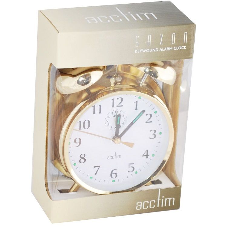 ACCTIM SAXON KEY WOUND WIND UP ALARM CLOCK TRADITIONAL BEDSIDE LOUD eBay