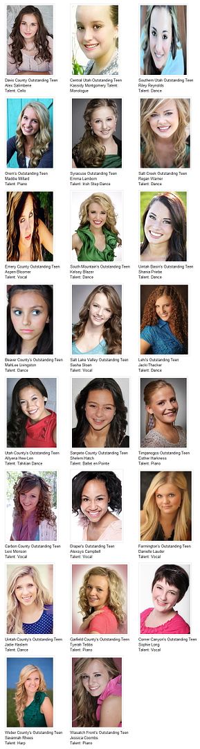 Miss Utah’s Outstanding Teen 2013 Contestants