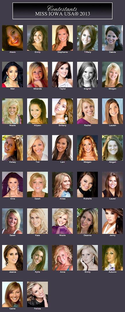 Miss Iowa USA 2013 Official Contestants