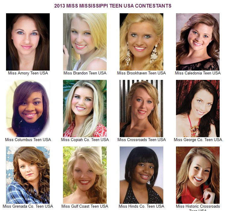 Mississippi Miss Teen USA 2013 Contestants