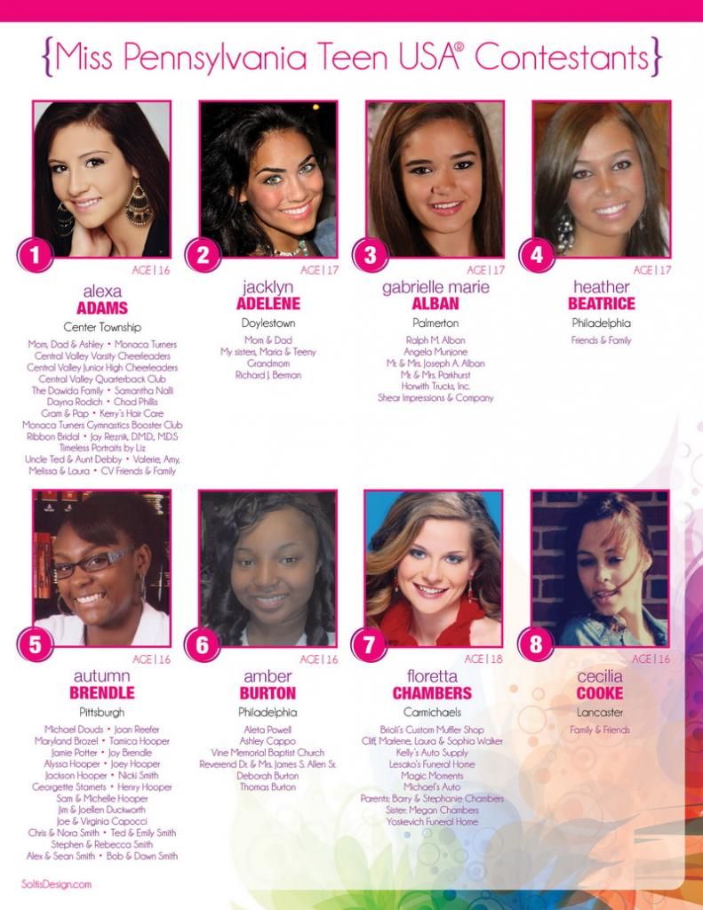 Meet Miss Pennsylvania Teen USA 2013 Official Contestants