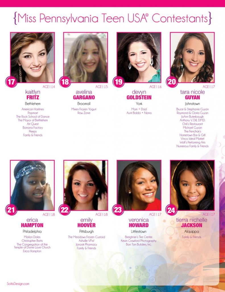 Meet Miss Pennsylvania Teen USA 2013 Official Contestants