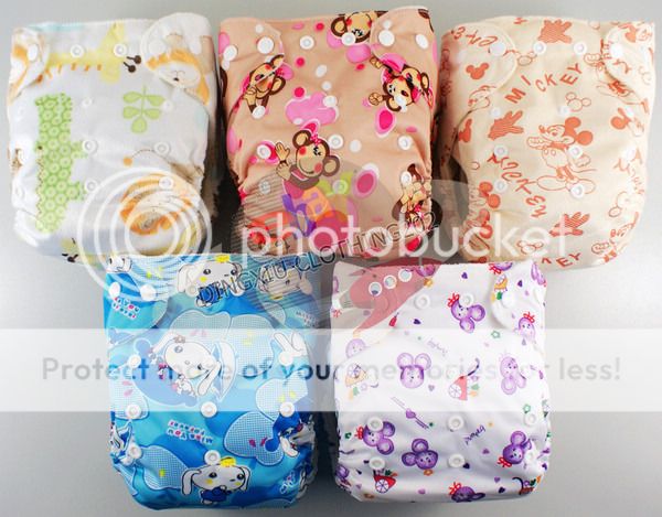 Cute re Usable Bamboo Baby Diaper Cloth Nappy Bamboo Insert "Animal"5 Patterns