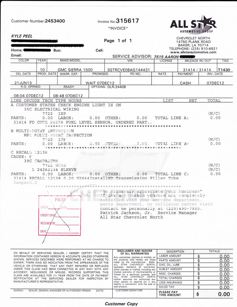 SilveradoSierra.com • P0454 Check Engine Light 2010 GMC Sierra (Solved ...